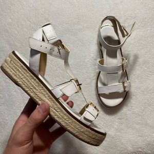 Michael Kors White Leather Ankle Strap Sandals‼️